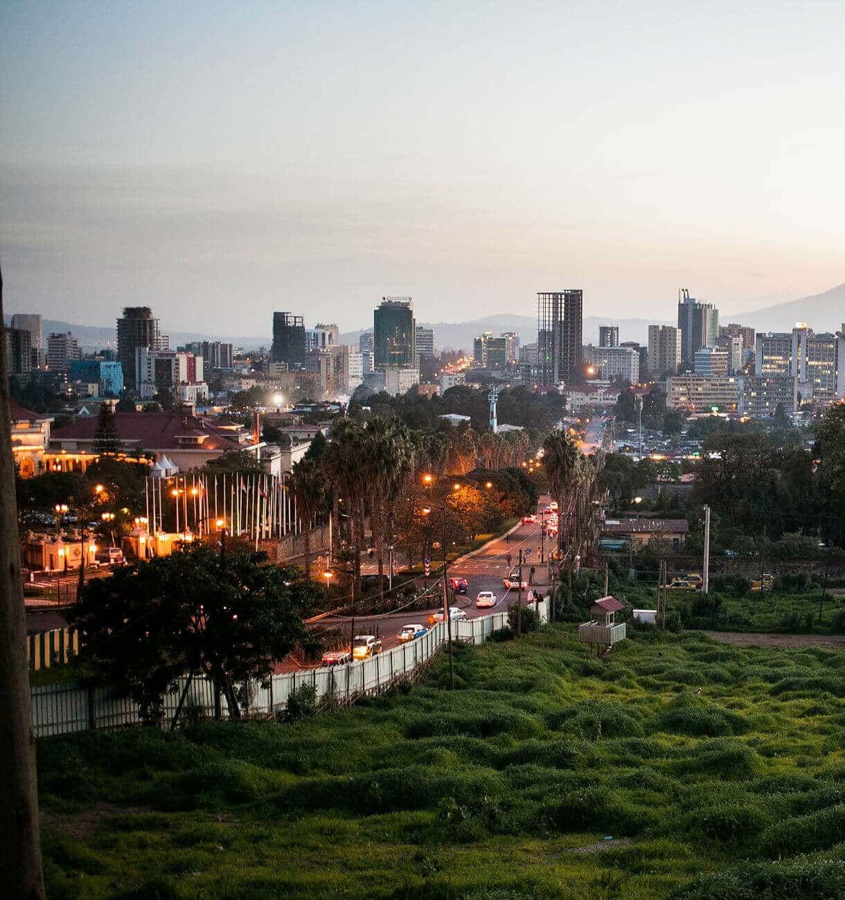 Ethiopias Capital seen from a hill just after sunset