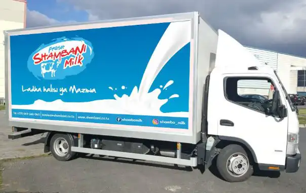 A truck with a Shambani advertising on it
