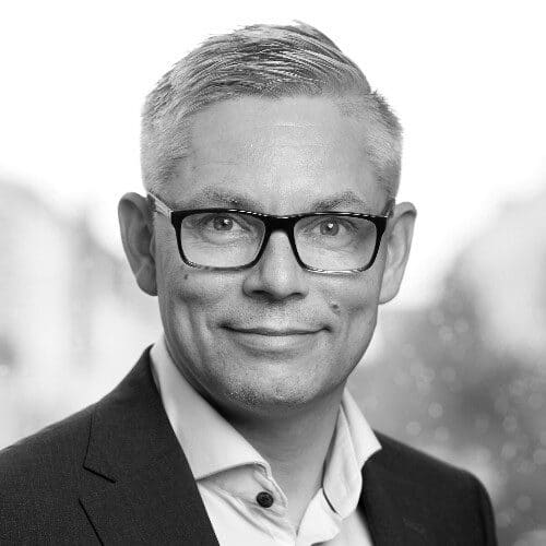 A black & white picture of Torbjorn Jacobsson the chief governance and risk officer