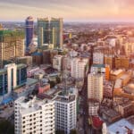 Skycrapper sightseeing during sunset in Tanzania