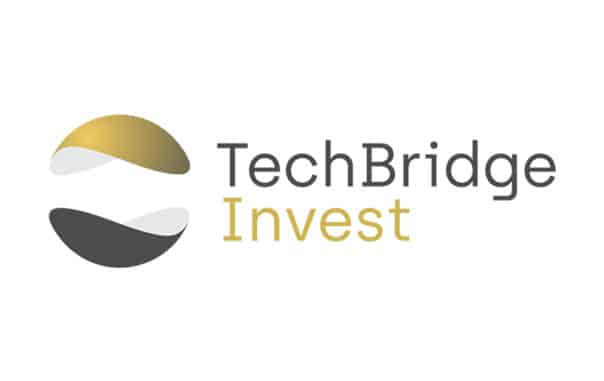 TechBridge invest company color logo with a white background