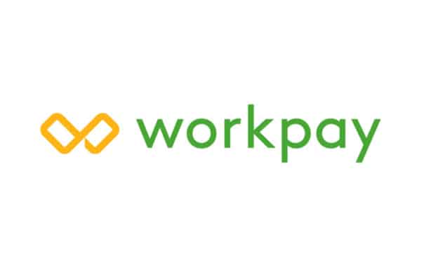 Workpay company colored logo with a white background