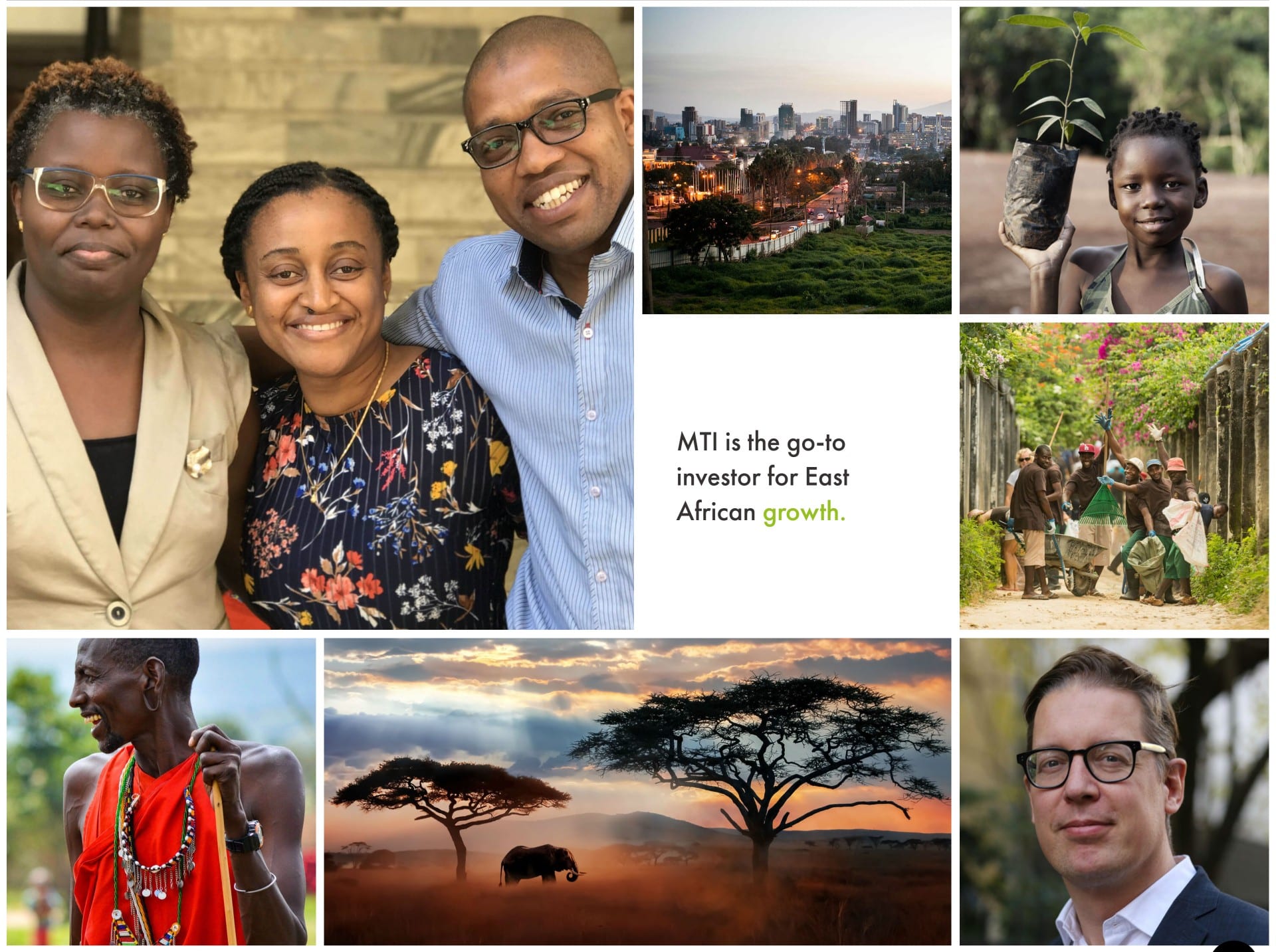 A compilation of images showcasing the diverse achievements and workers of MTI Investments.